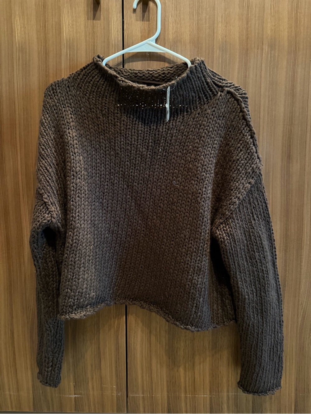 NWT Free People Opal Rollneck Knit Sweater Sz M Chicory Brown